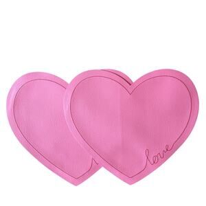 2pc Threshold Valentine Pink Faux Leather Heart Shaped Placemat Charger LOVE New